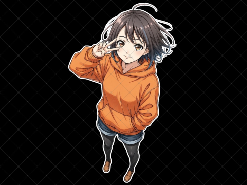 立ち絵素材⑪ 3枚セット 白フチ有無