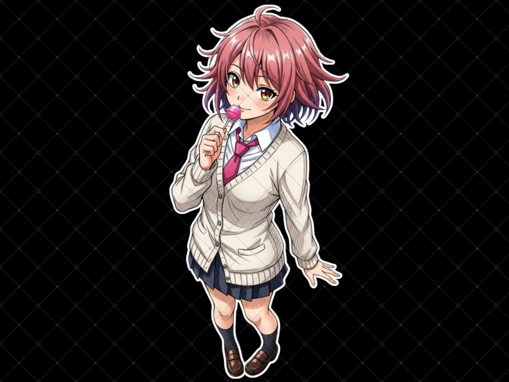 立ち絵素材⑪ 3枚セット 白フチ有無