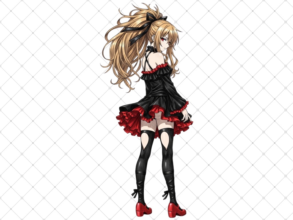 立ち絵素材⑫ 3枚セット 白フチ有無 女性