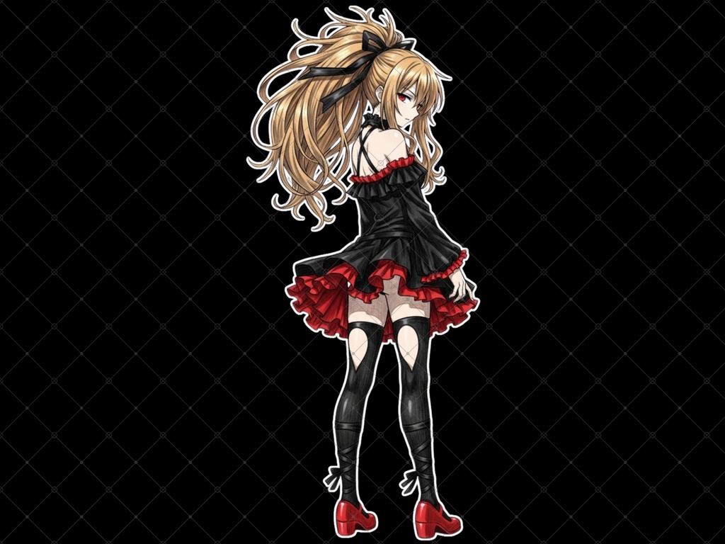 立ち絵素材⑫ 3枚セット 白フチ有無 女性