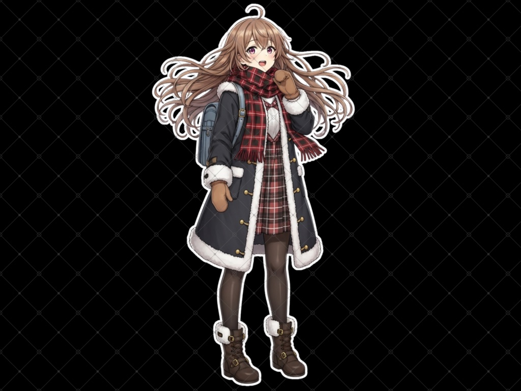 立ち絵素材⑫ 3枚セット 白フチ有無 女性