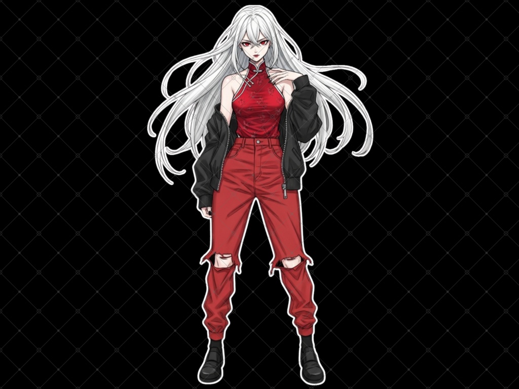 立ち絵素材⑬ 3枚セット 白フチ有無 女性