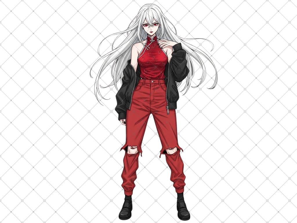 立ち絵素材⑬ 3枚セット 白フチ有無 女性