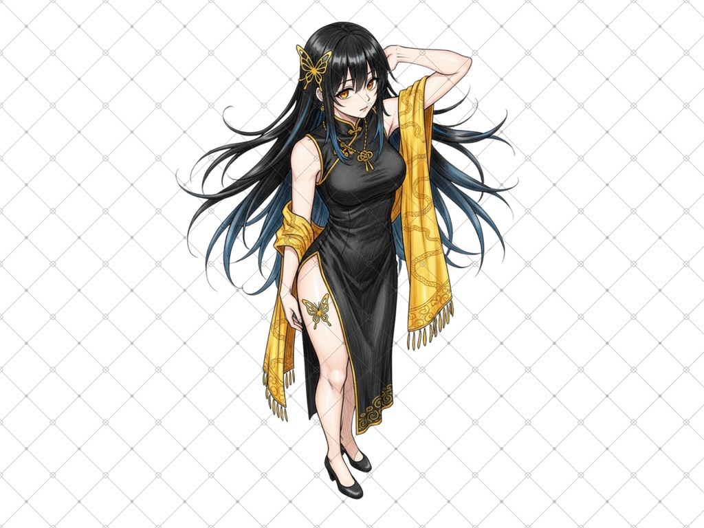 立ち絵素材⑬ 3枚セット 白フチ有無 女性