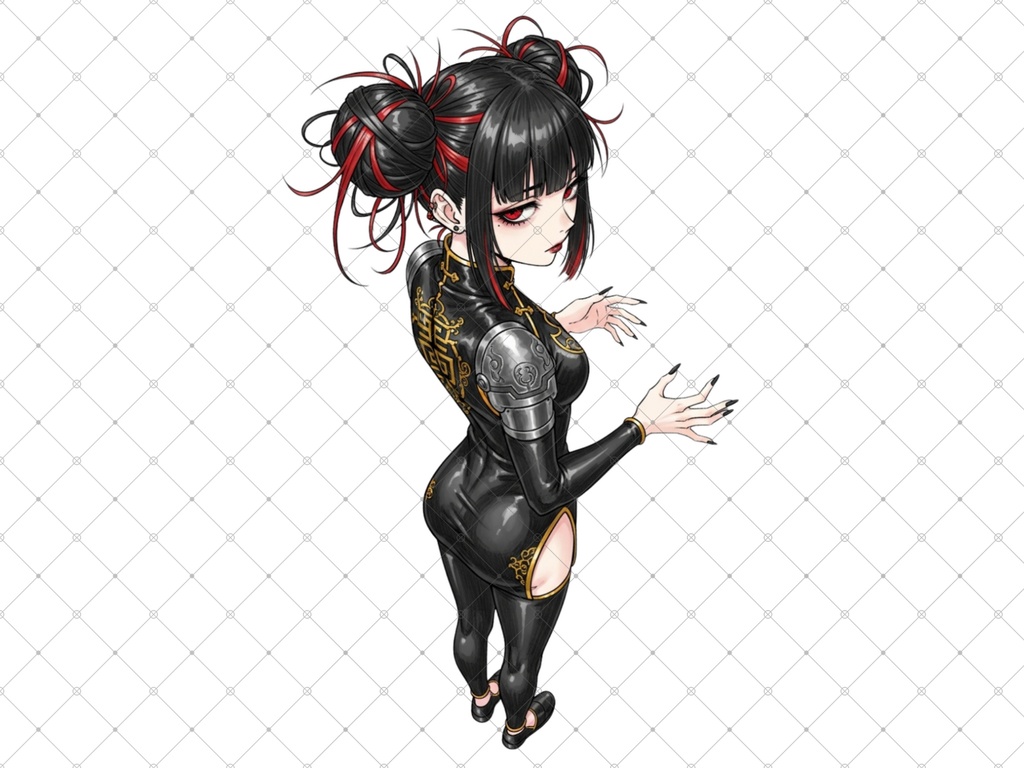 立ち絵素材⑭ 3枚セット 白フチ有無 女性