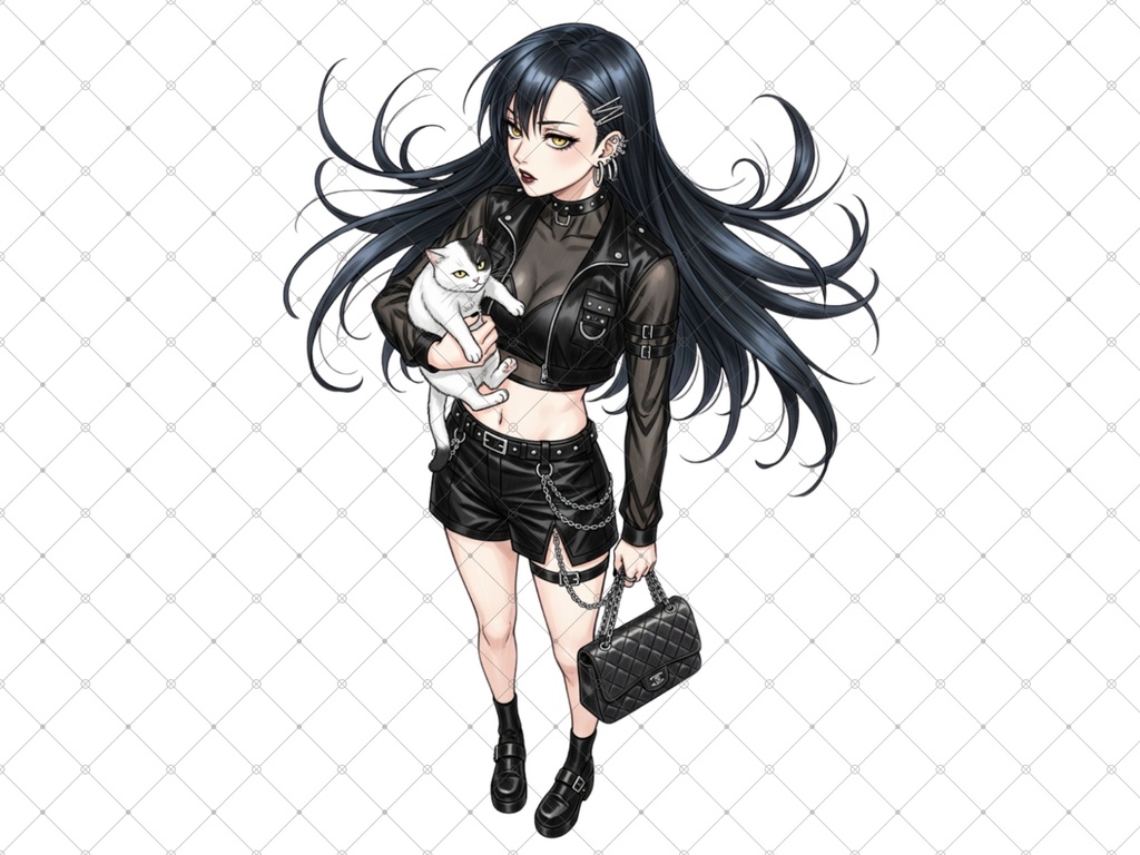 立ち絵素材⑭ 3枚セット 白フチ有無 女性