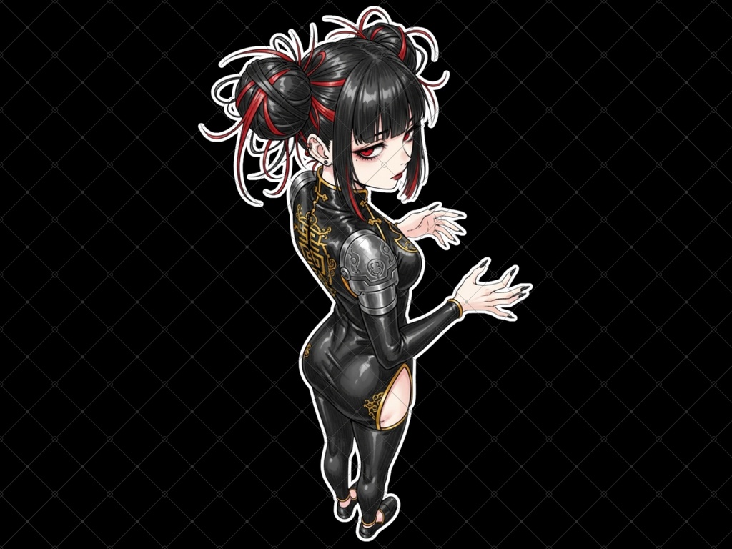 立ち絵素材⑭ 3枚セット 白フチ有無 女性