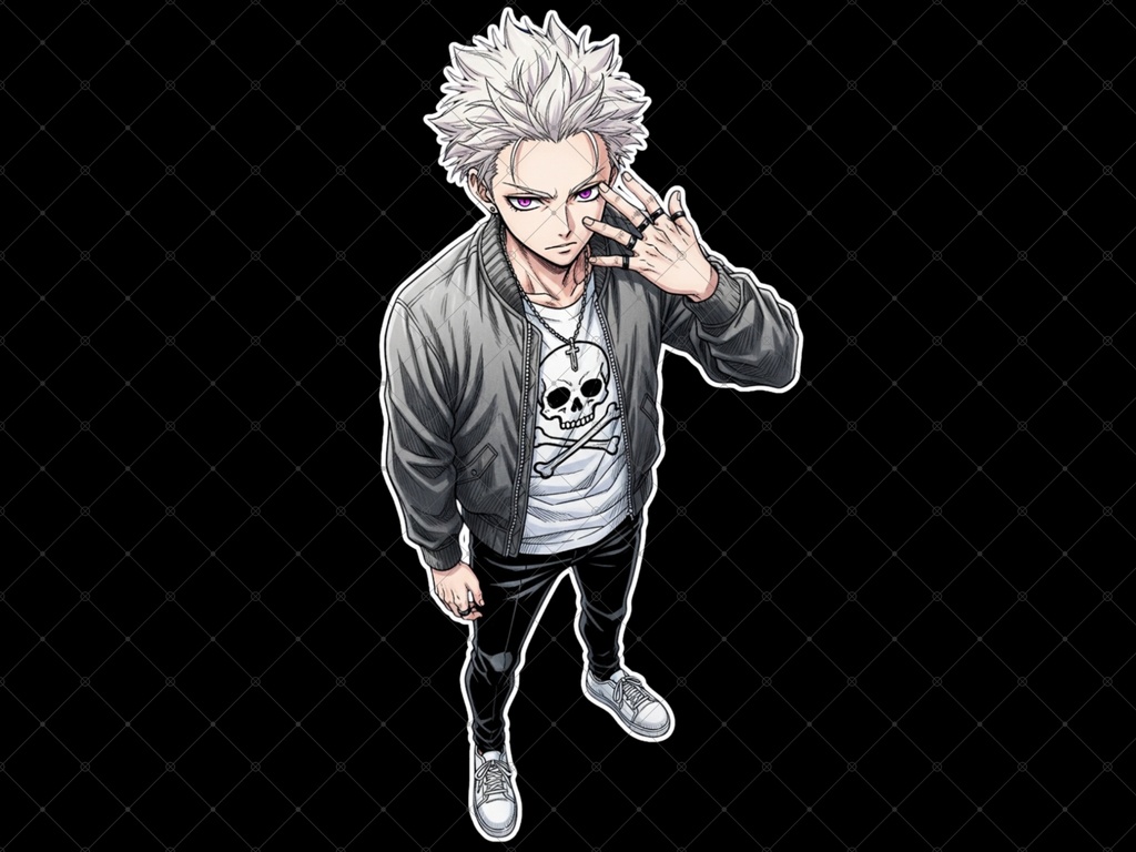 立ち絵素材⑮ 2枚セット 白フチ有無 男性 ペアセット