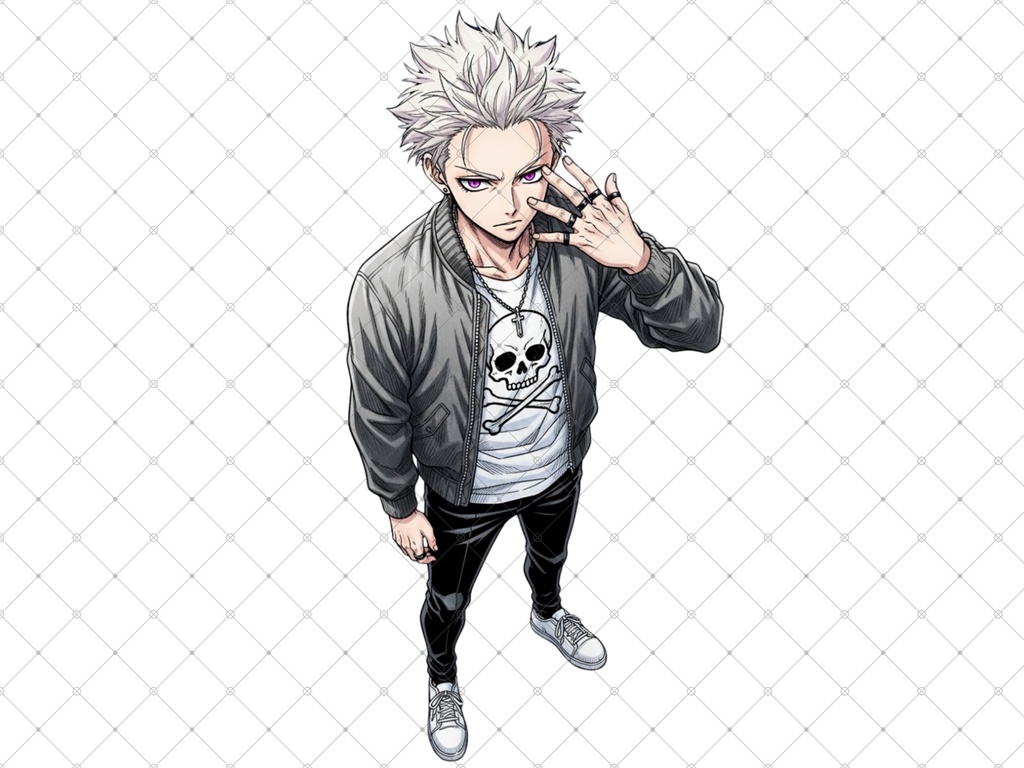 立ち絵素材⑮ 2枚セット 白フチ有無 男性 ペアセット