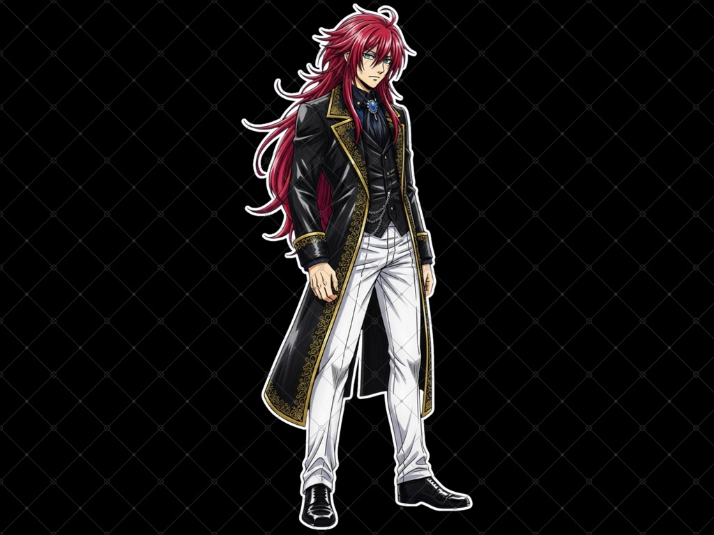 立ち絵素材⑮ 2枚セット 白フチ有無 男性 ペアセット