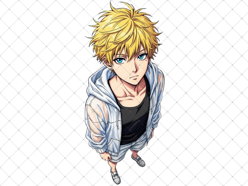 立ち絵素材 2枚セット 白フチ有無 男性 ペアセット