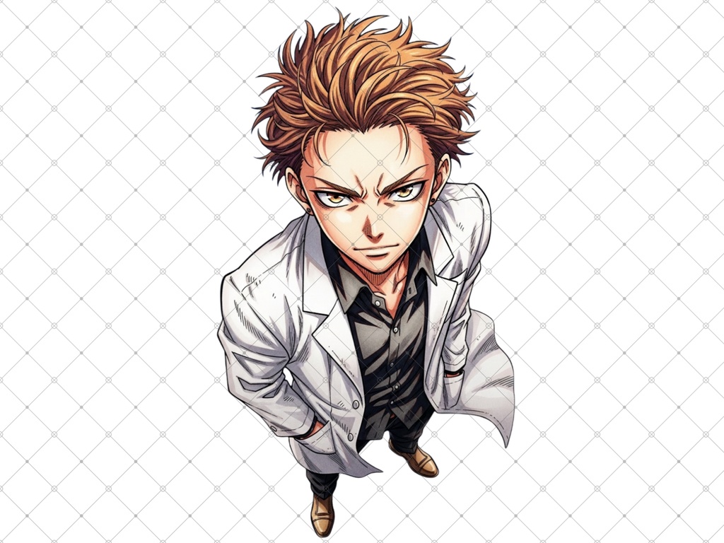 立ち絵素材 2枚セット 白フチ有無 男性 ペアセット