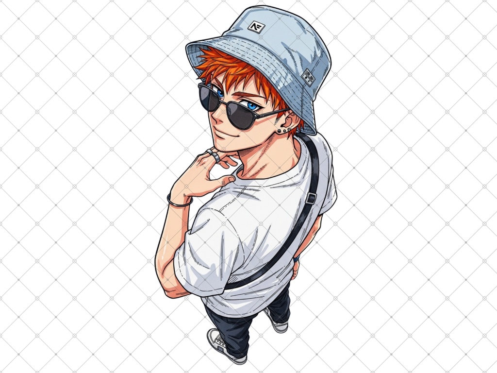 立ち絵素材 2枚セット⑰ 白フチ有無  男性 ペアセット