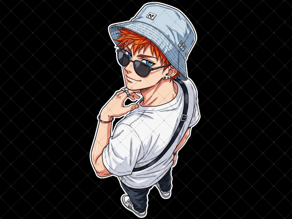 立ち絵素材 2枚セット⑰ 白フチ有無  男性 ペアセット