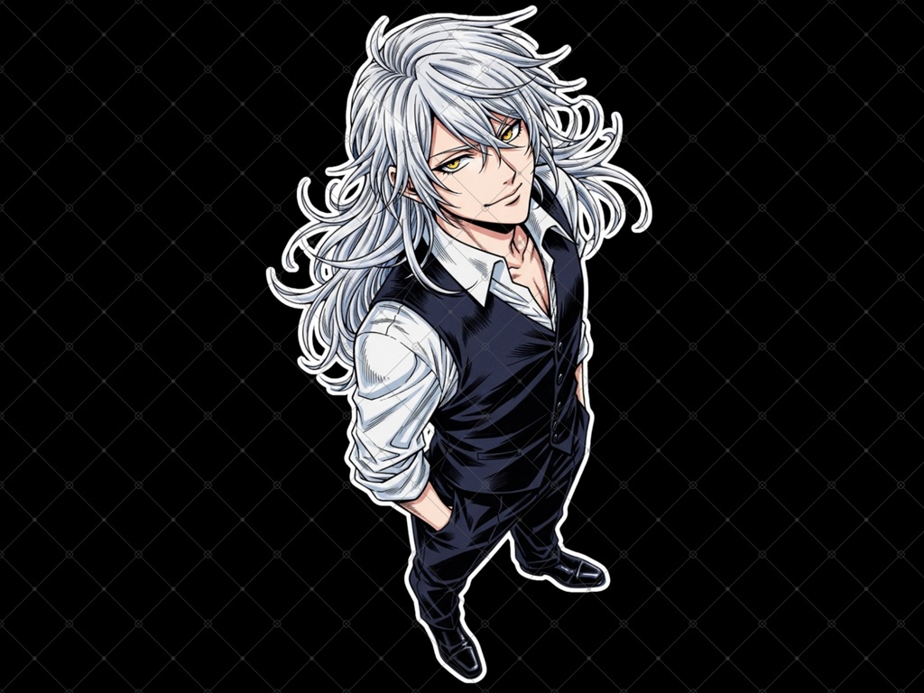 立ち絵素材 2枚セット⑰ 白フチ有無  男性 ペアセット