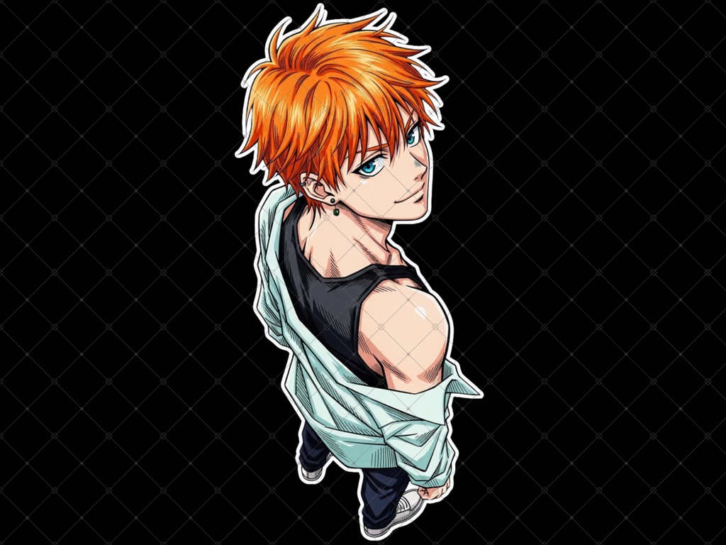 立ち絵素材⑱ 2枚セット 白フチ有無 男性 ペアセット