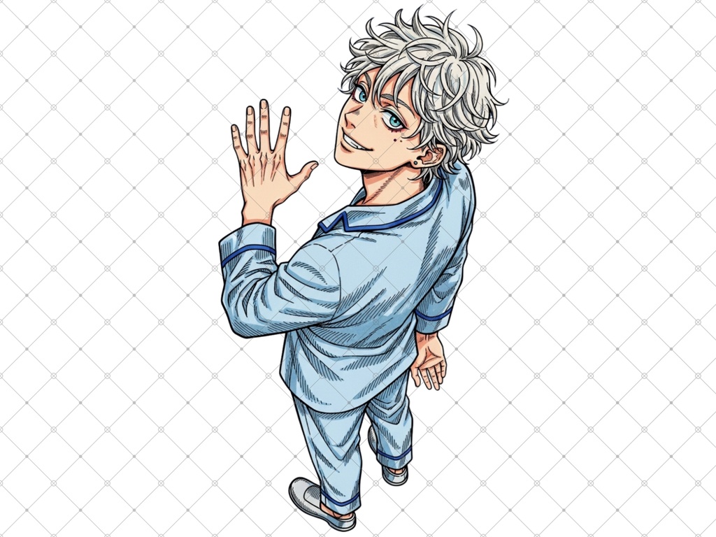 立ち絵素材⑲ 2枚セット 白フチ有無 男性 ペアセット