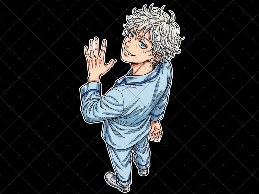 立ち絵素材⑲ 2枚セット 白フチ有無 男性 ペアセット