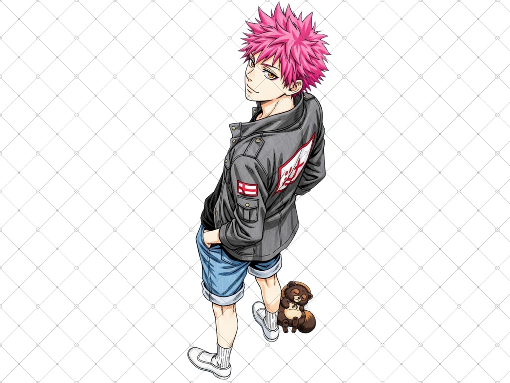 立ち絵素材⑳ 2枚セット 白フチ有無 男性 ペアセット ピンク髪