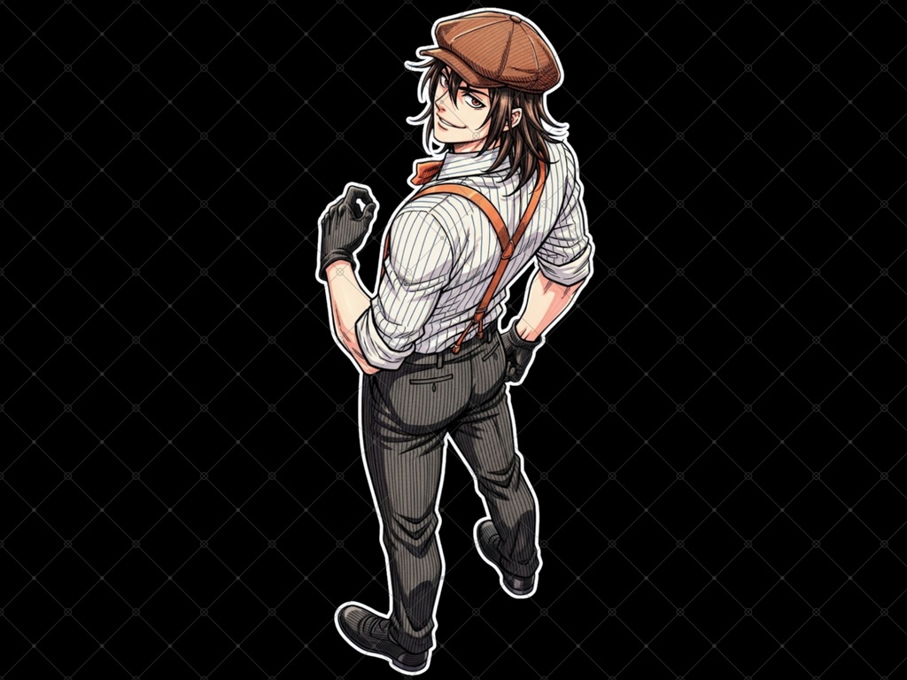 立ち絵素材㉑ 2枚セット 白フチ有無 男性 ペアセット