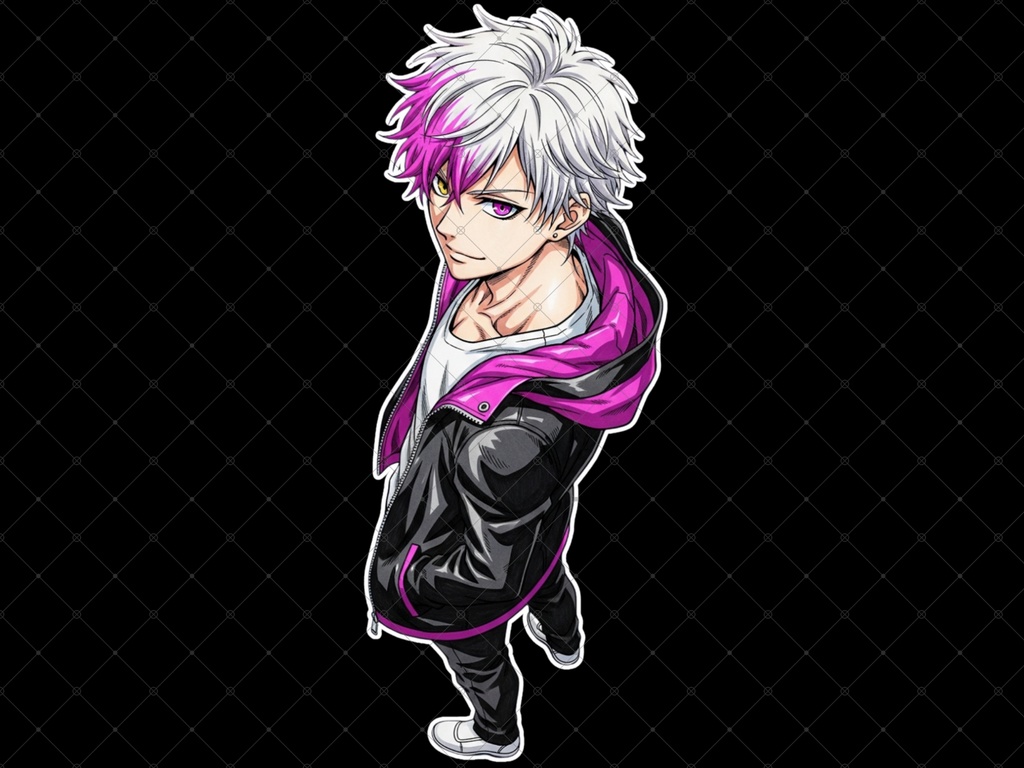 立ち絵素材㉑ 2枚セット 白フチ有無 男性 ペアセット