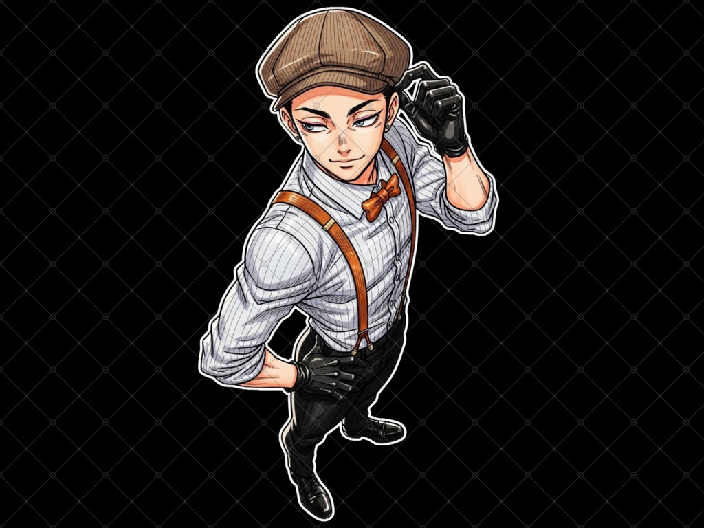 立ち絵素材㉒ 2枚セット 白フチ有無 男性 ペアセット