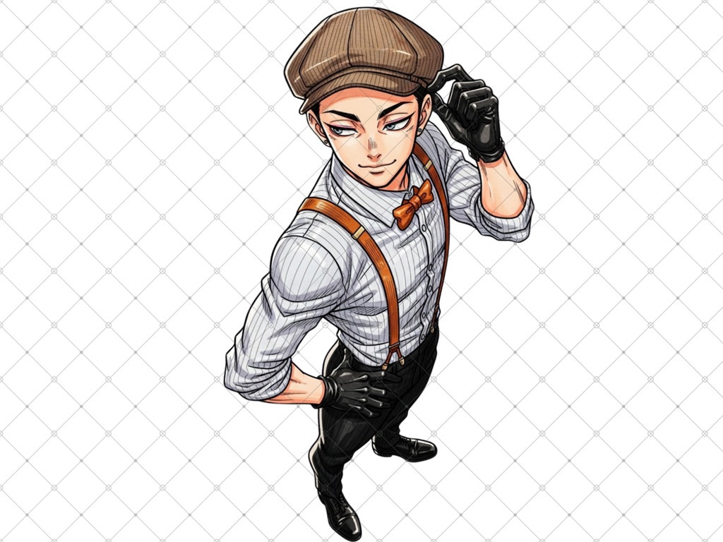 立ち絵素材㉒ 2枚セット 白フチ有無 男性 ペアセット