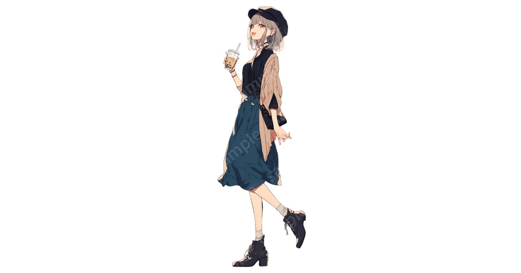 立ち絵素材㉓ 3枚セット 白フチ有無セット 女の子