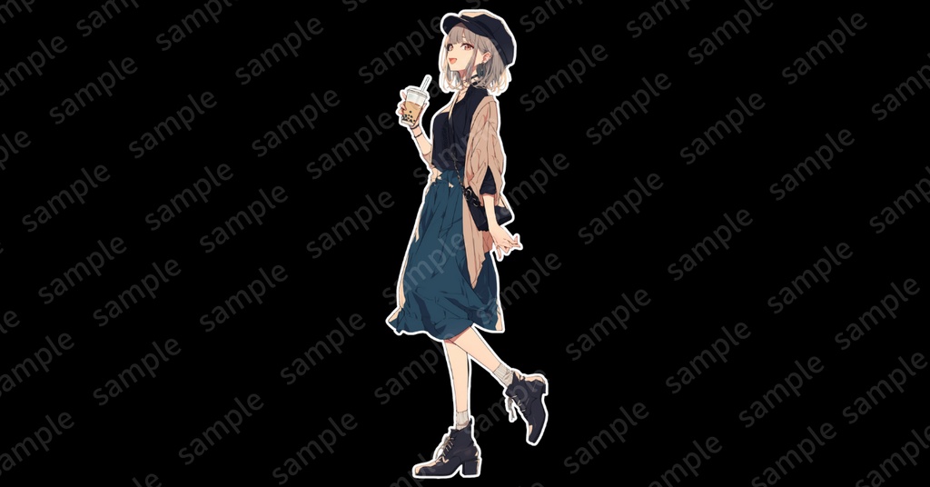 立ち絵素材㉓ 3枚セット 白フチ有無セット 女の子