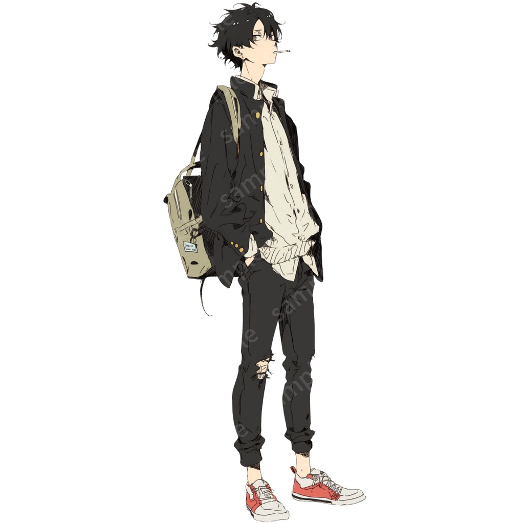 立ち絵素材 3枚セット 男の子 学生服