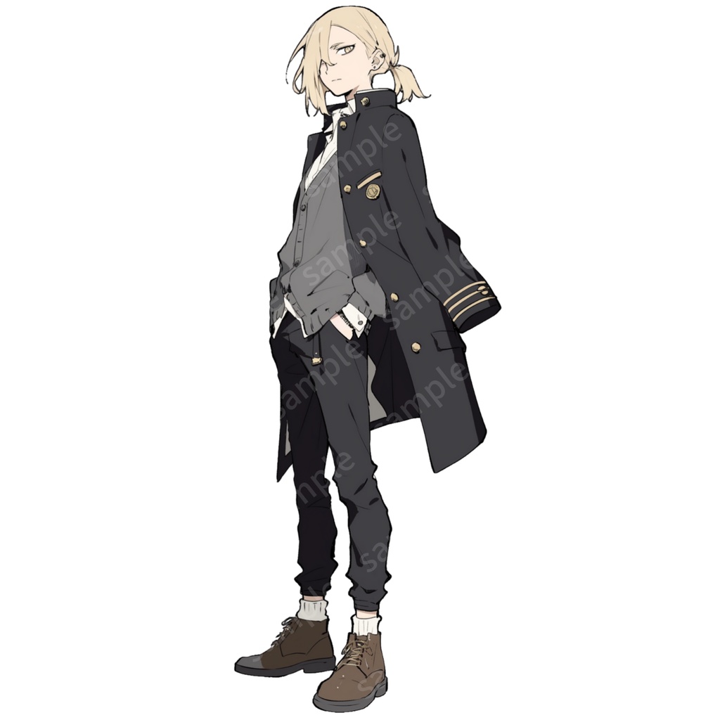 立ち絵素材 3枚セット 男の子 学生服