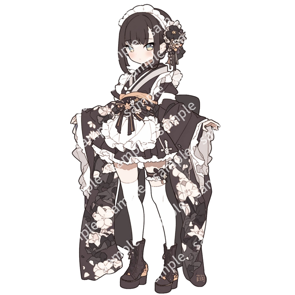 立ち絵素材 3人セット 女の子 メイド服