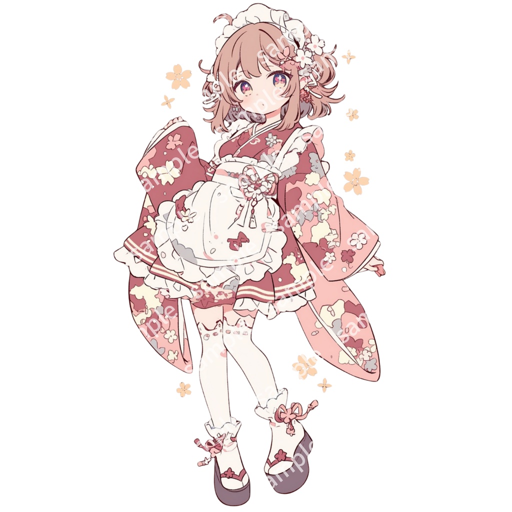立ち絵素材 3人セット 女の子 メイド服