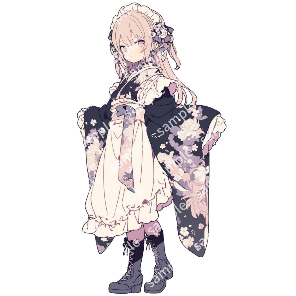 立ち絵素材 3人セット 女の子 メイド服