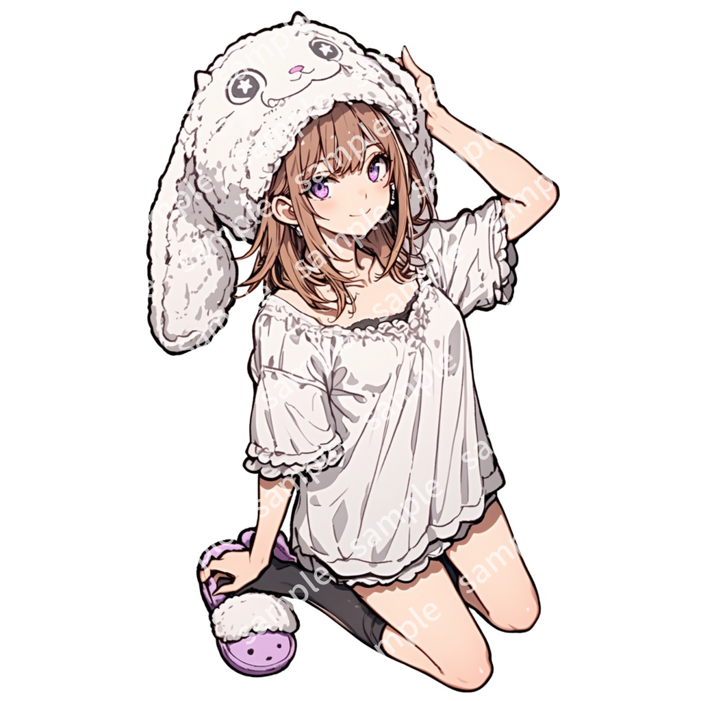 【立ち絵_007】ネコミミ寝巻き 女の子 3人