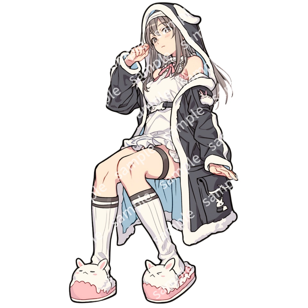 【立ち絵_007】ネコミミ寝巻き 女の子 3人