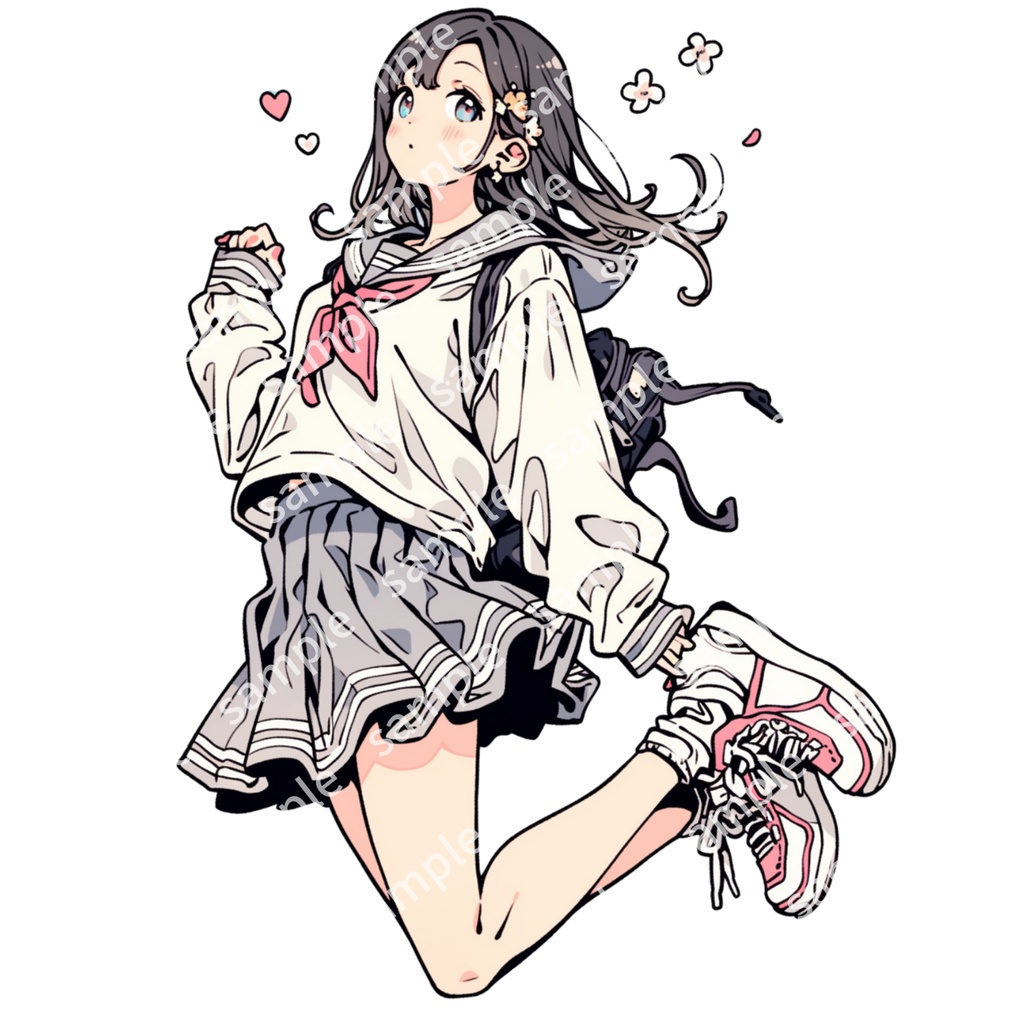 【立ち絵_014】制服・私服の女の子 3人