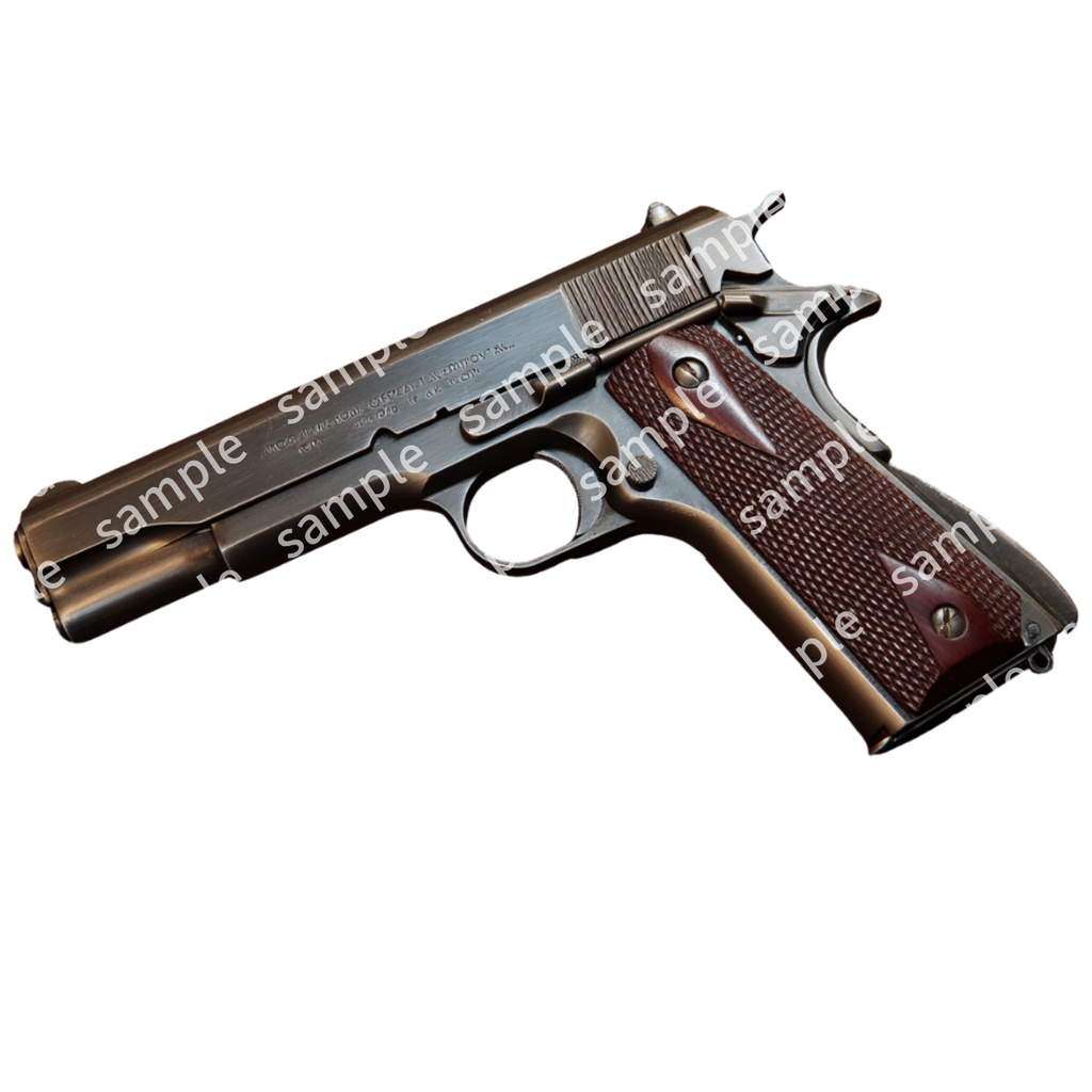 【これは使えるシリーズ】【アイテムイラスト_001】TRPG アイテム素材 拳銃 6枚セット 透過素材