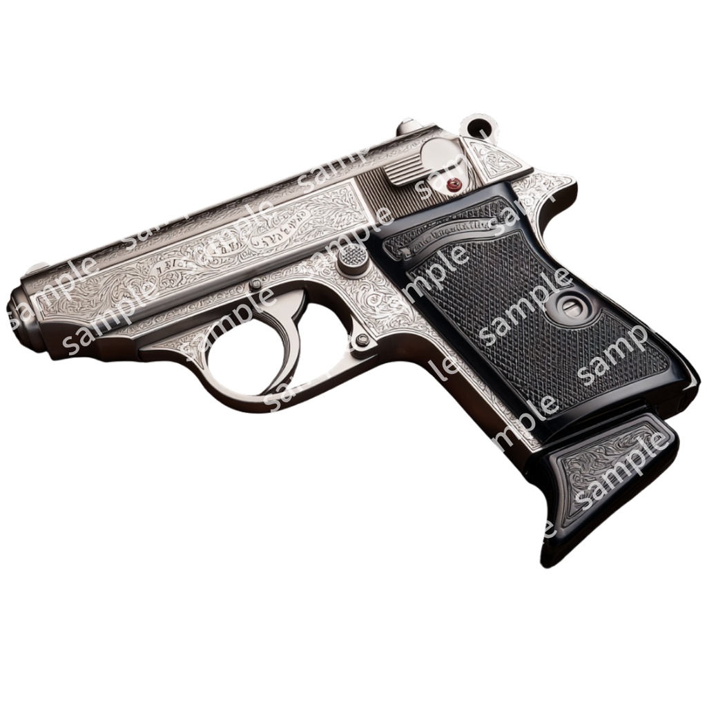 【これは使えるシリーズ】【アイテムイラスト_001】TRPG アイテム素材 拳銃 6枚セット 透過素材