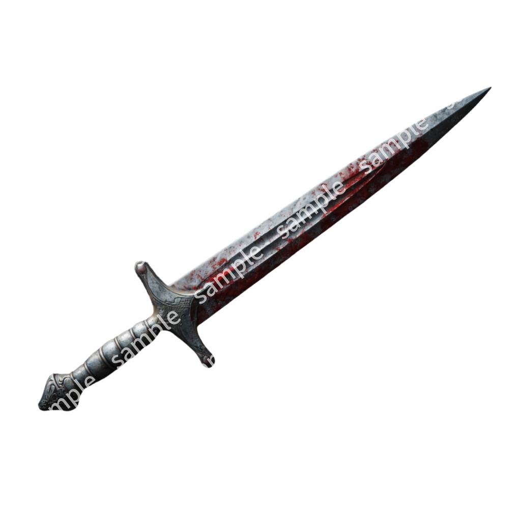 【これは使えるシリーズ】 ナイフ・ダガー 血液有り無し 4枚 TRPG アイテム素材【アイテムイラスト_006】