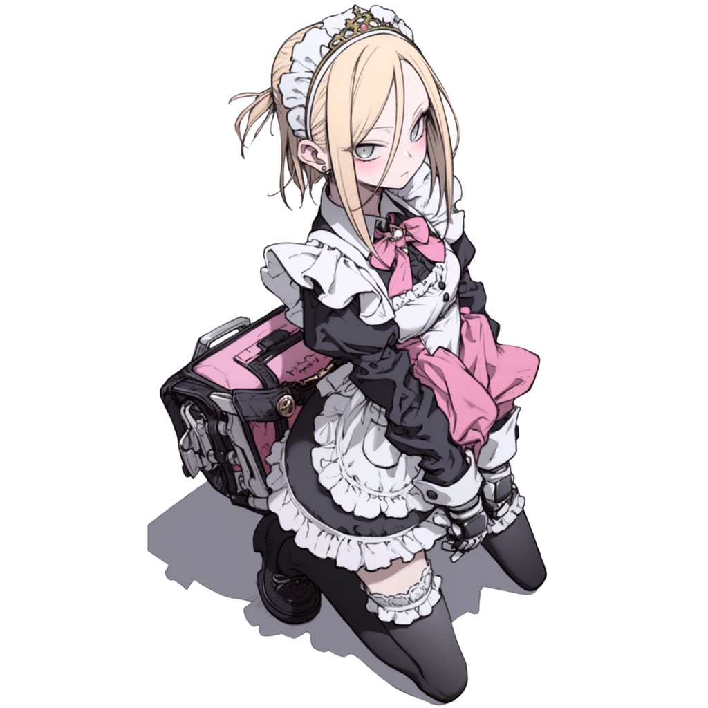 【無料立ち絵_007】メイド服 女の子 1人