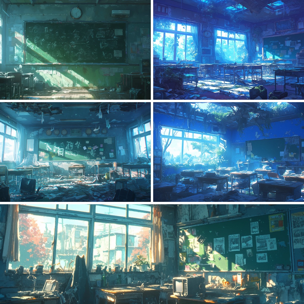 【無料背景素材_001】廃墟の学校