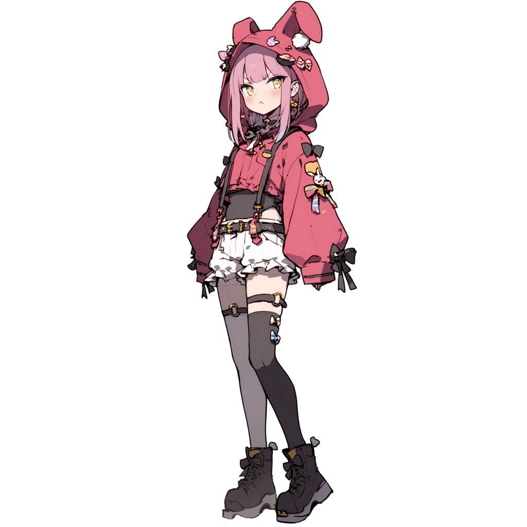 【無料立ち絵_11】ウサギパーカーの女の子