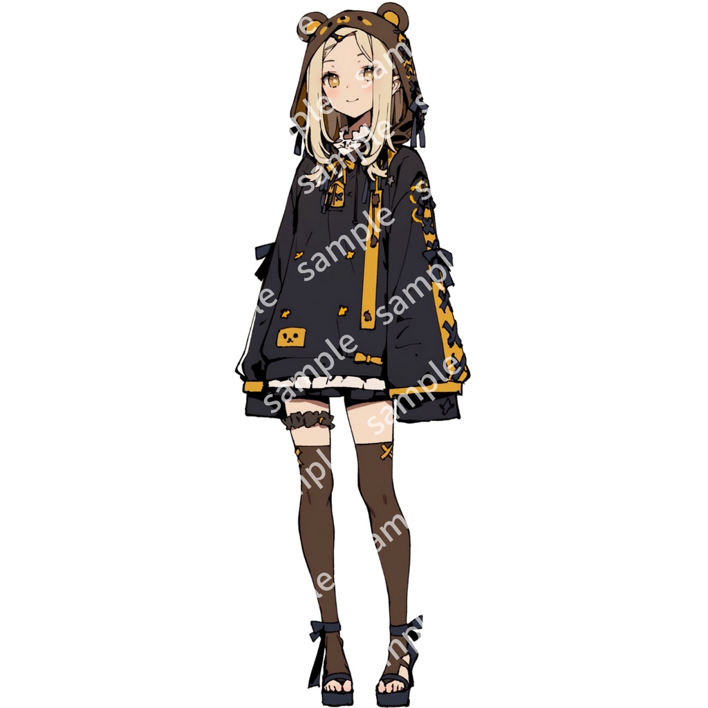 【立ち絵_100】クマ風パーカーの女の子