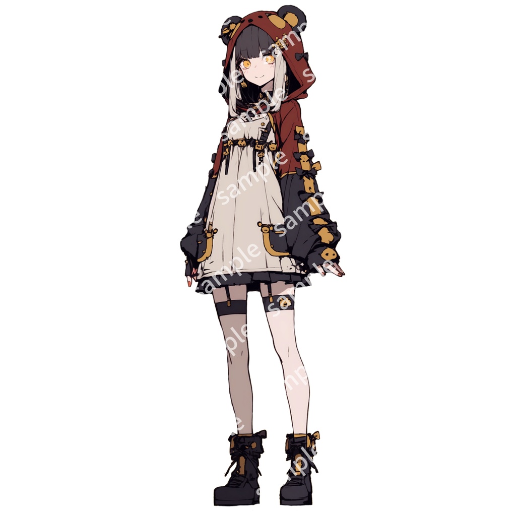 【立ち絵_100】クマ風パーカーの女の子