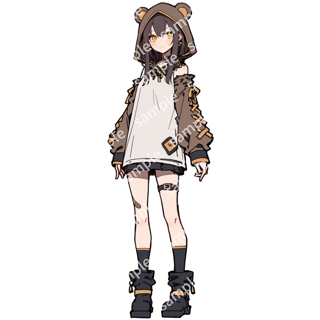 【立ち絵_100】クマ風パーカーの女の子