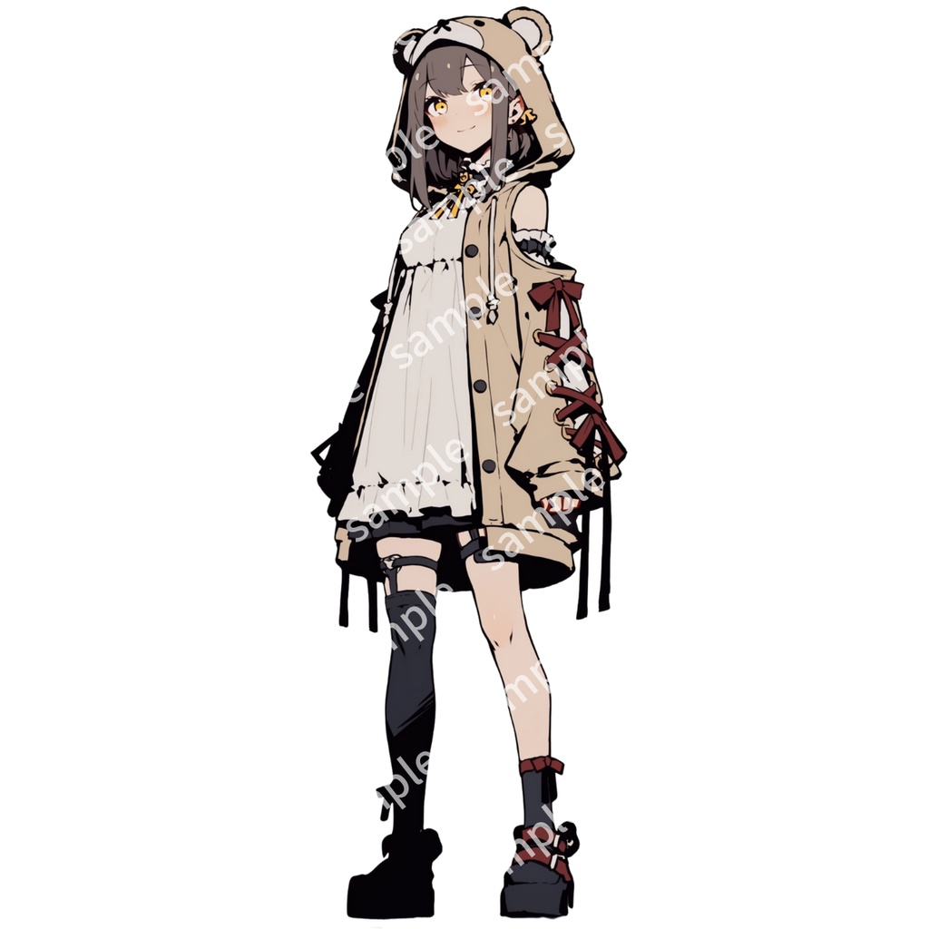【立ち絵_101】クマ風パーカーの女の子