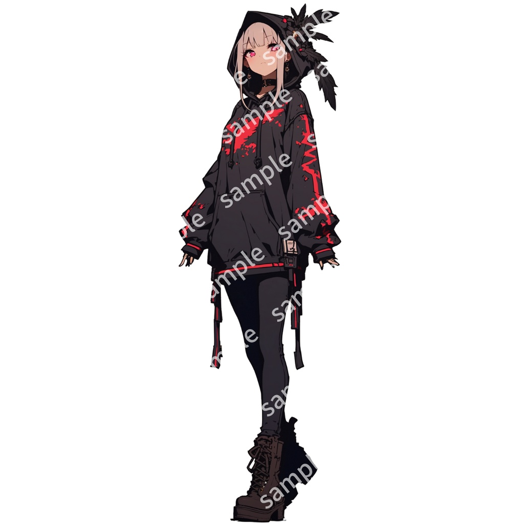 【立ち絵_102】カラス風パーカーの女の子