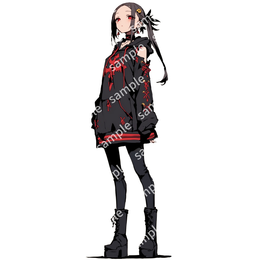 【立ち絵_102】カラス風パーカーの女の子