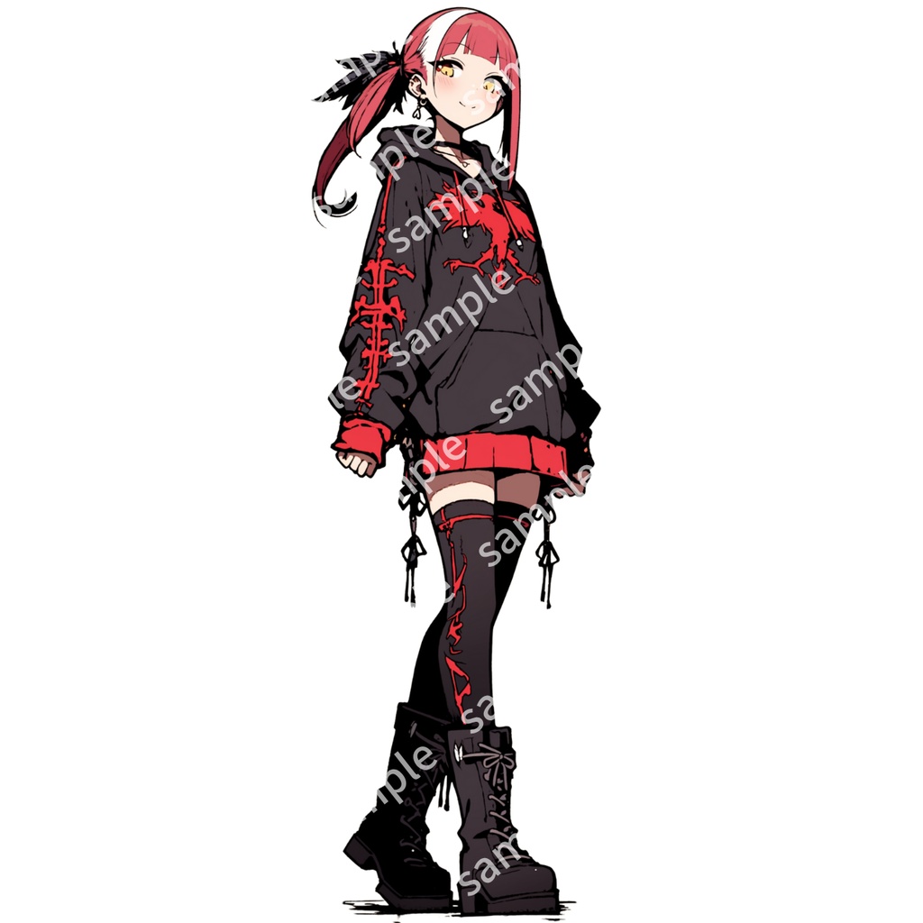 【立ち絵_102】カラス風パーカーの女の子